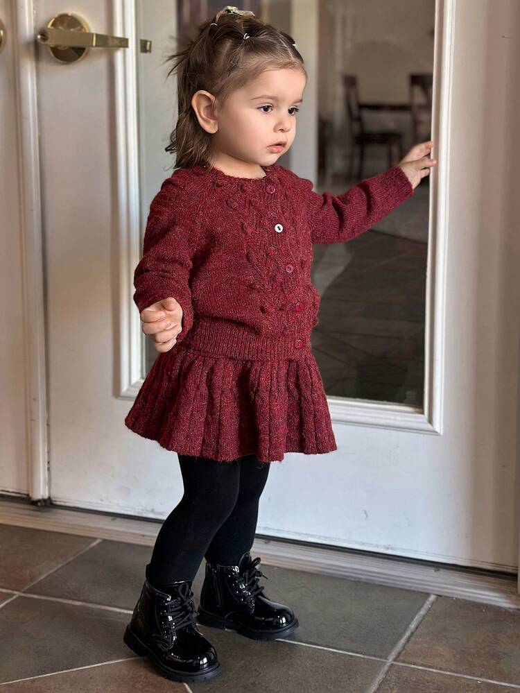 Toddler Girls' Round Neck Sweater & Skirt 2 Pieces Set, Autumn/Winter