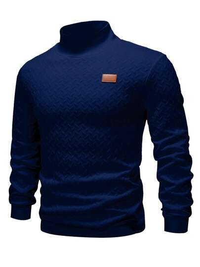 Manfinity Homme Men's Casual Stand Collar Pullover Sweatshirt, Autumn/Winter Mens Turtleneck Mens Turtleneck Shirts Royal Blue Clothes Old Money,Daily Leisure, Weekend Trips, Outdoor Activities, Travel Expeditions, Relaxed Work Environments Or Semi-Formal Occasions,Boyfriend/Husband Gift, Anniversary Gift  Wedding Men Turtleneck Shirts Navy Blue Sweater Mens Turtle Neck Royal Blue Men Clothes