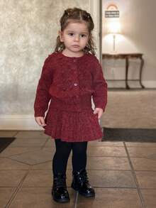 DAZY Toddler Girls' Round Neck Sweater & Skirt 2 Pieces Set, Autumn/Winter