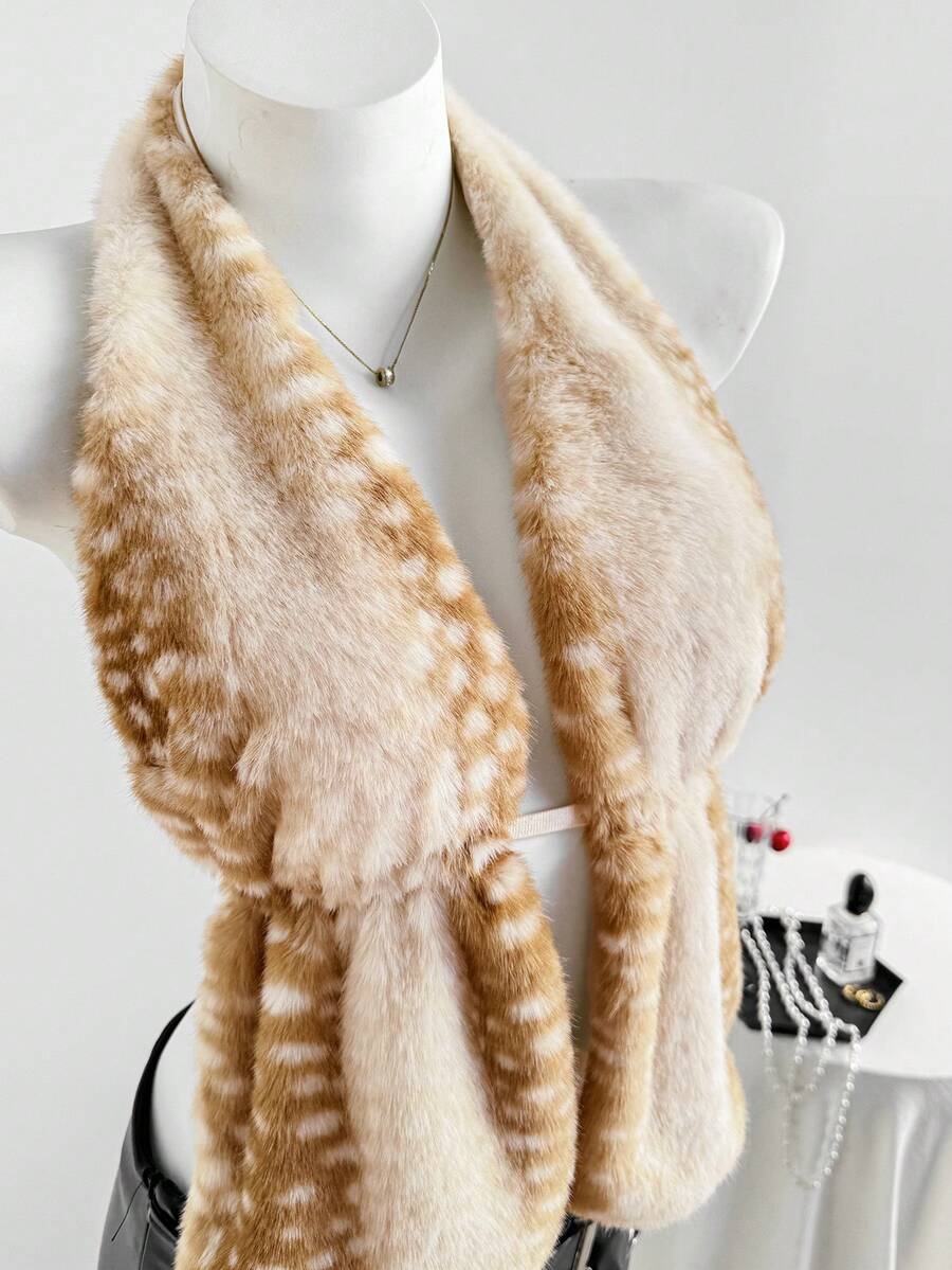 Comfortcana 2025秋冬新款时尚女士性感露背鹿纹仿毛皮吊带上衣，适合街头、度假、秋冬季节、圣诞节、新年、海滩、派对、优雅休闲等各种场合穿着。 - 紫紅色 - 查看 1