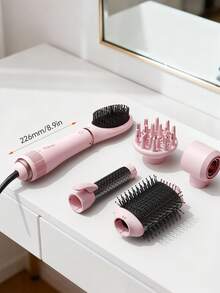 JMMO 5-In-1 Hot Air Styler Set, Hair Dryer Brush, High-Speed Frizz-Free Blow Dryer For Fast Drying, Curling Volumizing Smoothing & Styling, Hair Styler, Straightening Curler, Pink-EU Plug - EU C Type Plug(220-240V) - View 7