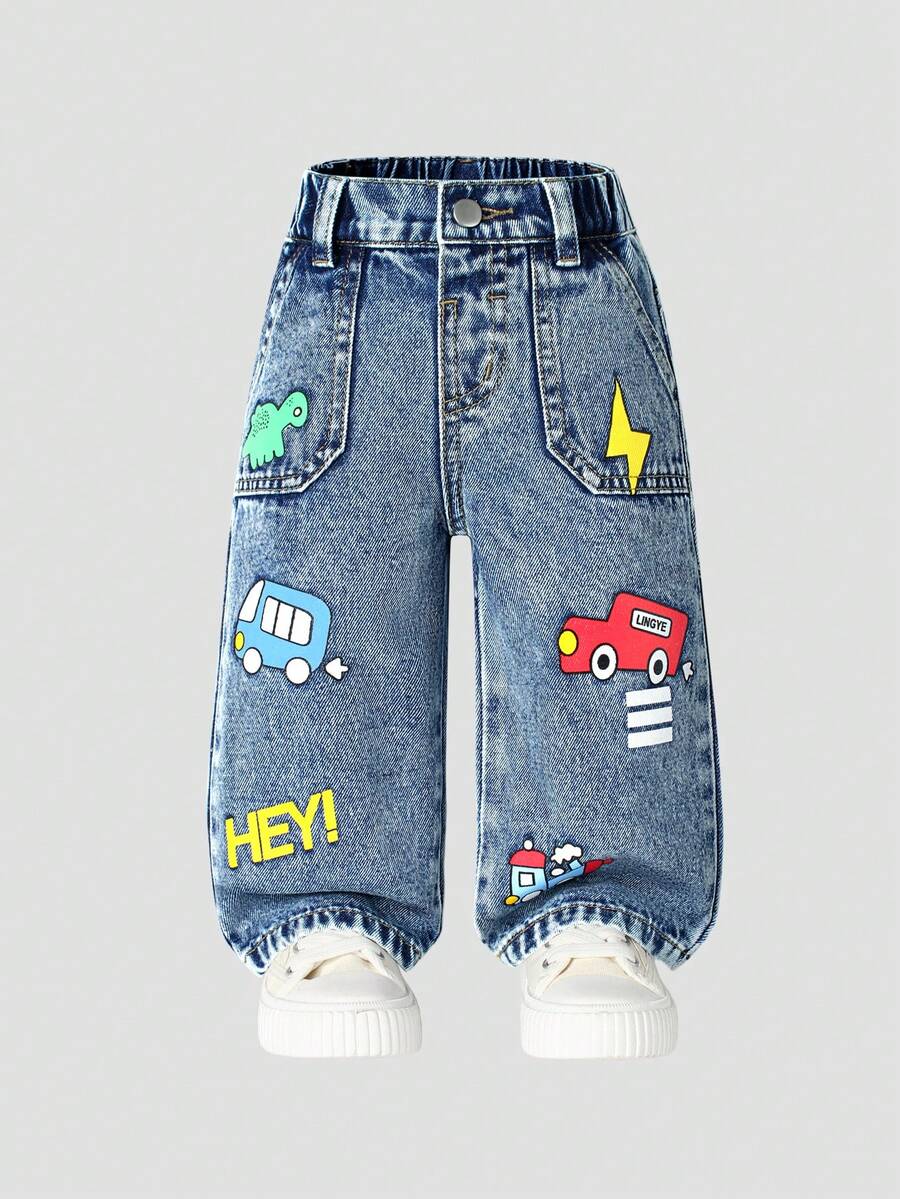 SHEIN 婴幼儿男童棉质松紧腰工装口袋休闲裤