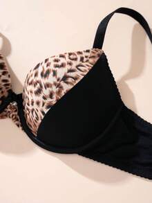 2pcs/Set Women's Solid & Printed Minimalist Padded Underwire Bras - Multicolor - View 6