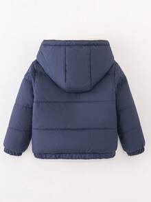 SHEIN Explorewe Young Boy Winter New Zipper Hooded Thermal Lined Thick Real Pocket Casual Classic Padded Coat, Autumn/Winter Kids Winter Coat Kids Jacket Wear Childrens Jacket Kids Coat Wear Kids Winter Coats Toddler Jacket Childrens Cotton Jacket Toddler Winter Coat Children S Cotton Jacket Toddler Boy Winter Coat - Navy Blue - View 2