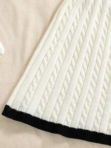 Girls' Sleeveless Twist Rope A-Line Knitted Dress, Holiday Vacation Casual Style, Ivory, Christmas, School, Daily Versatile Knitted Dress White Knitted Dress Cable Knit Dress - White - View 6