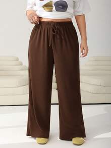 Solflare Plus Size Casual Solid Color Drawstring Waist Pants,Fall /Autumn/Winter/Summer,Christmas,New Year,Thanksgiving,Party,Wedding,Beach,Graduati,Chic,Elegant,Casual,Going Out,Date,Appointment,Commute,