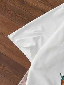 SWAVVY Camiseta de manga corta con estampado de eslogan frontal para mujeres - Blanco - Ver 3