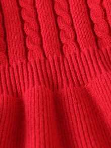 Elladie kids 年轻女孩 A 字高领针织圣诞毛衣连衣裙 - 紅色 - 查看 5