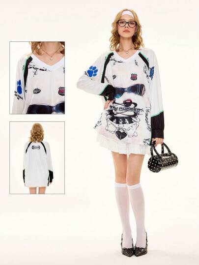 J-Fashion Maglietta casual e chic da donna con grafica di cucciolo, senza maniche