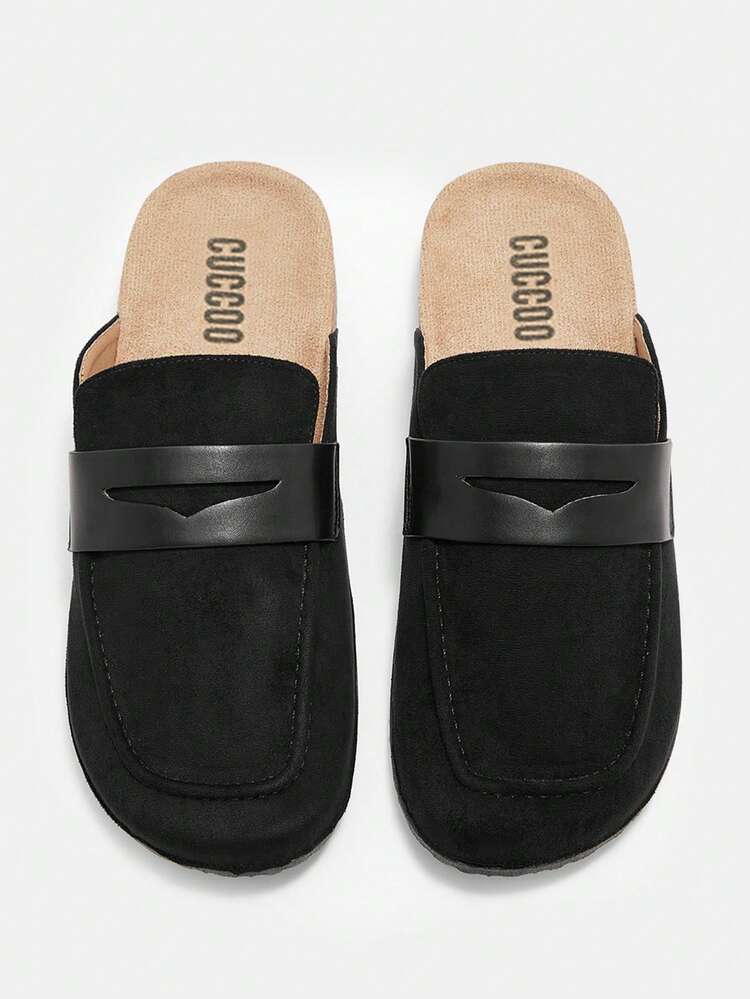 CUCCOO CURVES Sapatos Femininos de Ajuste Largo Tipo Slip-On, Sapatos Pretos Casuais Tipo Camurça Confortáveis e Versáteis, Tamanhos Grandes, Outono/Inverno
