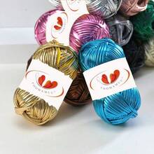 1pc Metal Texture Cloth Line Personalized Wool DIY Woven Bag Wallet Luminous Bright Leather Material - Multicolor - View 6