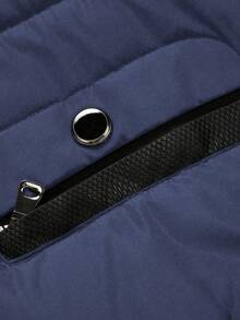 Manfinity Homme Áo khoác nam dài tay màu trơn, có mũ, khóa kéo phía trước, chất liệu nỉ, kiểu dáng thường ngày, đa năng, thích hợp mặc ngoài trời, mùa đông, có lớp lót giữ nhiệt, áo khoác ấm áp cho nam, màu xanh navy. - Màu xanh lam - Xem 8