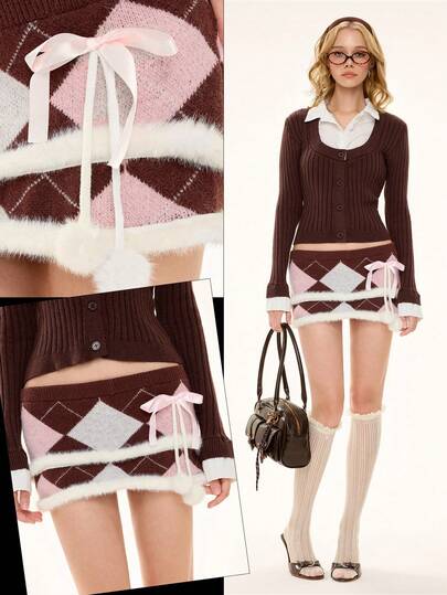 Kawaii Casual Versatile Fitted Mini Women Sweater Skirts