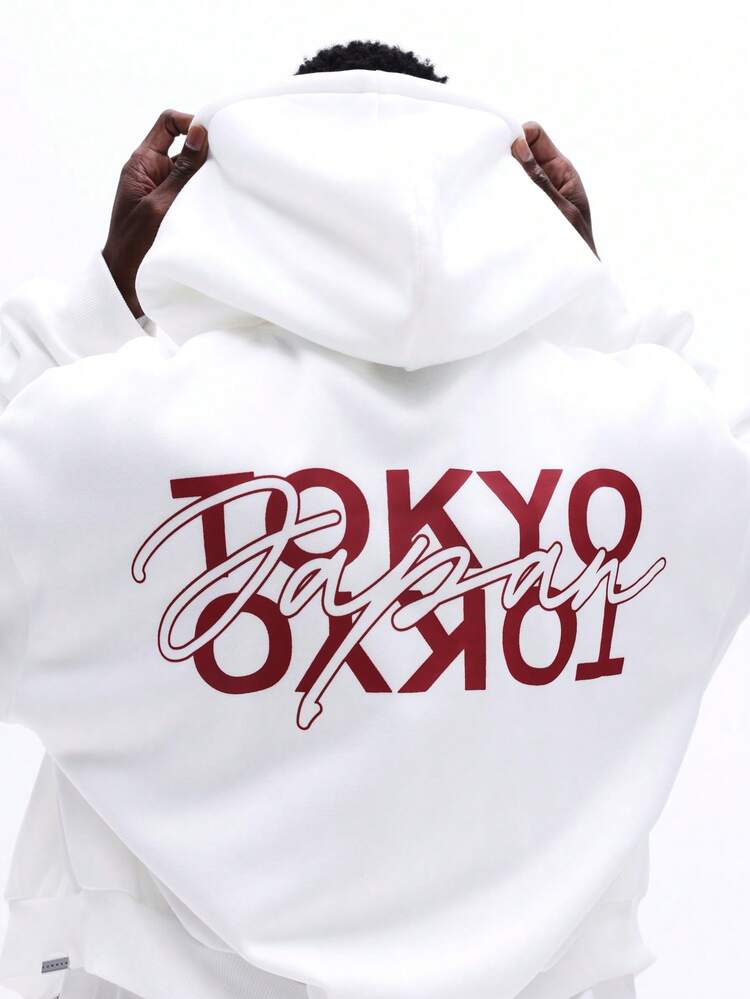 Tokyo Graphic Full Zip Hoodie With Drawstring