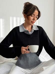 2PCS Women Sweaters - Black - View 6