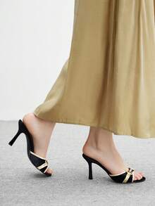 CUCCOO BIZCHIC 女士时尚优雅夏季高跟凉鞋 - 黑金 - 查看 3