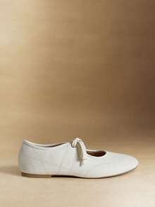 Rosivie Zapatos planos versátiles y casuales con cordones para uso diario de las mujeres - Blanco - Ver 4