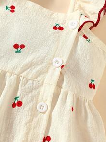 SHEIN 2件套女婴/幼儿可爱水彩花卉印花无袖连衣裙和发带套装，夏季