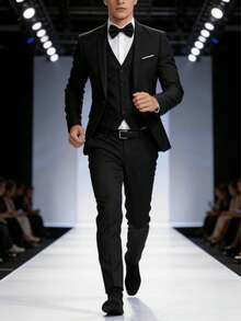 Traje De Negocios 5 Piezas Traje Casual Para Hombre - Azul Marino - Ver 3