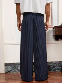 SWAVVY 男士街头时尚宽松条纹印花裤，秋季