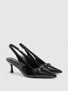CUCCOO BIZCHIC Women's Pointed Toe Buckle Design Everyday Versatile Fashion High Heels - Black - View 7