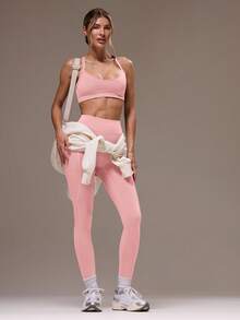 Musera Sport Bộ đồ thể thao tập gym và quần legging chéo lưng cho nữ - Màu Hồng baby - Xem 3