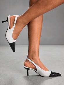 CUCCOO SZL Minimalist Pointed Toe Women Pumps For Office And Commute - Black and White - View 10