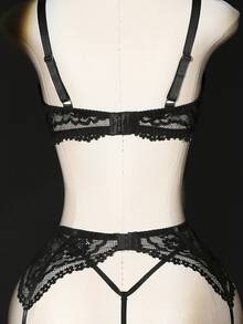 5pcs Plus Size Lace Underwire Sexy Lingerie Set