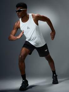 Acti Log Men's Slim Fit Sports T-Shirt & Tank Top, Casual Workout Running Compression Shirt Men - White - View 2