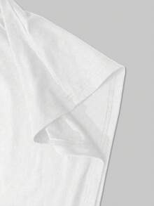 ROMWE MEN Street Life 男士休闲字母图案圆领长袖T恤，秋季款 - 白色 - 查看 6