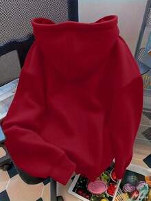 YOKASA Sudadera deportiva informal de punto para otoño e invierno para mujer.Sudadera con estampado de cerezas y forma de mariposa.Sudadera con capucha informal de otoño e invierno para mujer. - Rojo-YH1498 - Ver 3