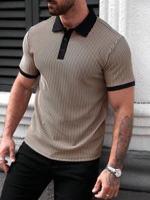 Manfinity Homme 休闲简约百搭日常短袖男士Polo衫 - 棕色 - 查看 6