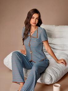 Lazeform Fashionable & Comfortable Knit Bow Decor Lounge Set, Suitable For Indoor & Outdoor Wear - Brown - View 1