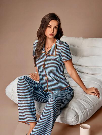 Lazeform Fashionable & Comfortable Knit Bow Decor Lounge Set, Suitable For Indoor & Outdoor Wear