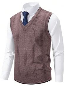 Manfinity Mode Áo len dệt kim Jacquard thời trang xuân/thu cho nam - Cà phê nâu - Xem 3