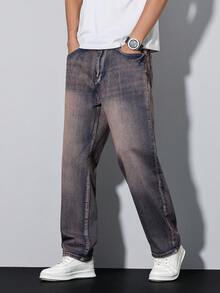 Manfinity Homme Quần jean denim nam màu trơn kiểu dáng thường ngày - Nhiều màu - Xem 3