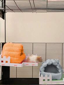 1个花枝仓鼠吊床加热宠物窝，适用于小鼠、金丝熊、松鼠、刺猬笼子床 - 銀灰色 - 查看 6