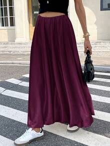 Serisse Chân váy nữ màu trơn, viền bèo nhún, thời trang, đa năng, thích hợp cho kỳ nghỉ. - Màu tím - Xem 12