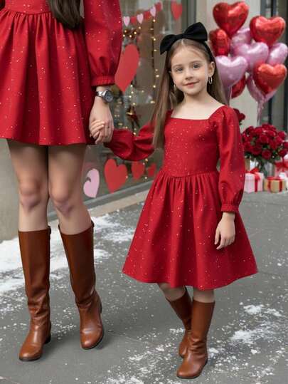 Elegancka sukienka z długim rękawem i kwadratowym kołnierzykiem dla nastolatek, krótka sukienka imprezowa, sukienka na imprezę świąteczną, sukienka noworoczna, sukienka sylwestrowa, elegancka sukienka imprezowa