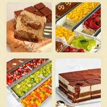 1pc Rectangular Aluminum Baking Tray, Suitable For Tiramisu, Cheesecake, Mousse, With Fixed Bottom - Handmade Kitchen Bakeware, Ideal For Christmas - Multicolor - View 3