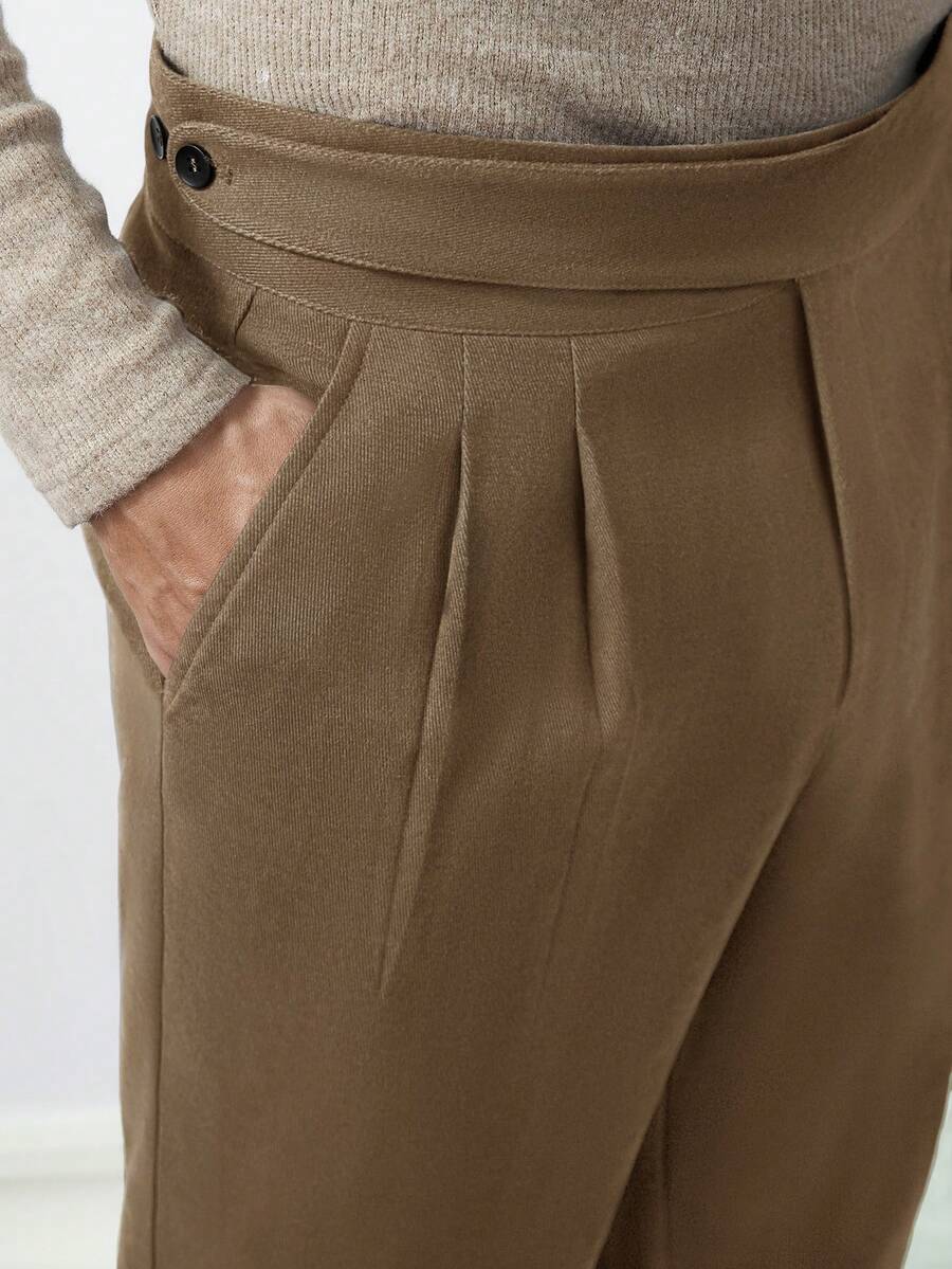 Core Aspect Quần dài nam màu nâu, xếp ly, có túi, kiểu dáng thường ngày, đa năng và tối giản. - Màu Khaki - Xem 1