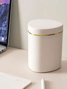 迷你垃圾桶，带盖小垃圾桶，桌面垃圾桶，塑料桌面垃圾桶，翻盖设计，防止异味泄漏，用于存放桌面上的果皮和碎纸，保持桌面整洁，适用于浴室、家庭桌面装饰、咖啡桌、办公室、客厅，带翻盖的迷你塑料垃圾桶，适合在家用桌面上使用。 - 彩色 - 查看 4
