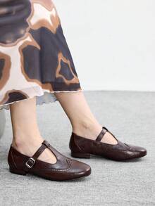 CUCCOO BIZCHIC 女士搭扣设计休闲乐福鞋，适合日常通勤 - 棕色 - 查看 4