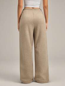SHEIN 2pcs Women Solid Color Casual Lounge Pants, Winter - Multicolor - View 2