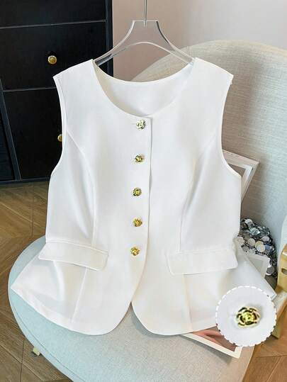 GlowEve CURVE Plus Size Solid Color Front Button Elegant Fashion Top