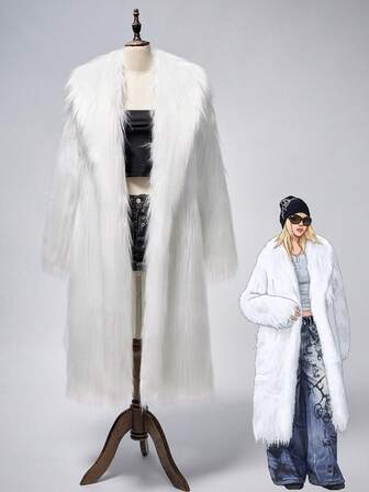 Grunge Punk Chaqueta larga y oversize de piel sintética estilo Y2K