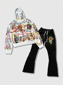 ROMWE MEN 2pcs/Set Unisex Hooded Sweatshirt Set - Multicolor - View 3