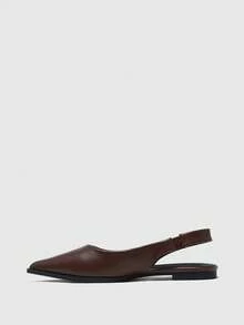 CUCCOO BIZCHIC Zapatos planos minimalistas de unicolor con punta puntiaguda, de estilo casual y sencillo, sin respaldo, para uso en la oficina - Marrón Mocha - Ver 8