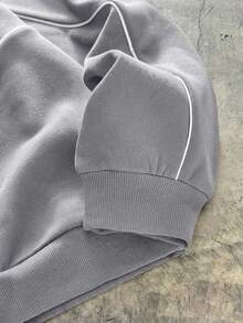 AXEPEAK 圆领长袖休闲时尚百搭反光拼接男士卫衣 - 淺灰色 - 查看 4