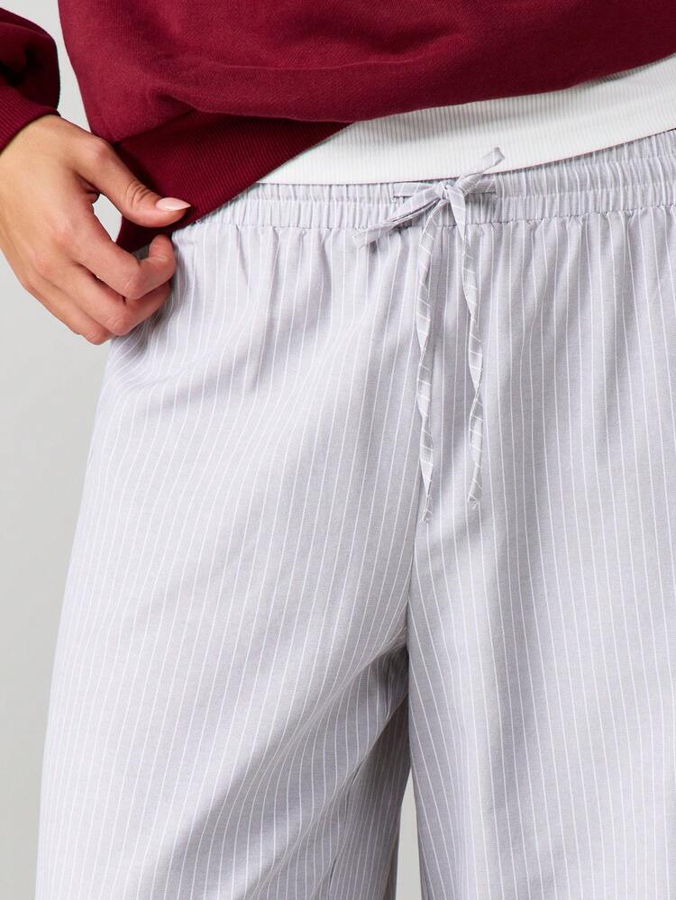 MISSGUIDED Women's Pinstripe Wide Leg Drawstring Palazzo Trousers With Elastic Waist Relaxed Fit Casual Pants For Spring Summer